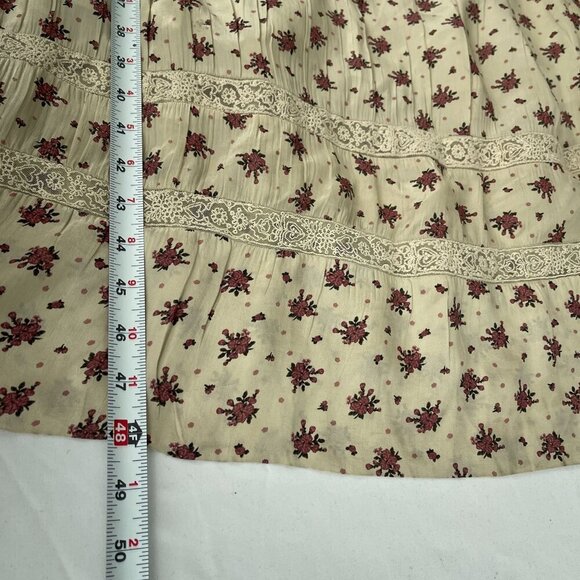 Free People Bali Juniper Smocked Floral Midi Dress Puff Sleeves Neutral Women 10 - Picture 13 of 16